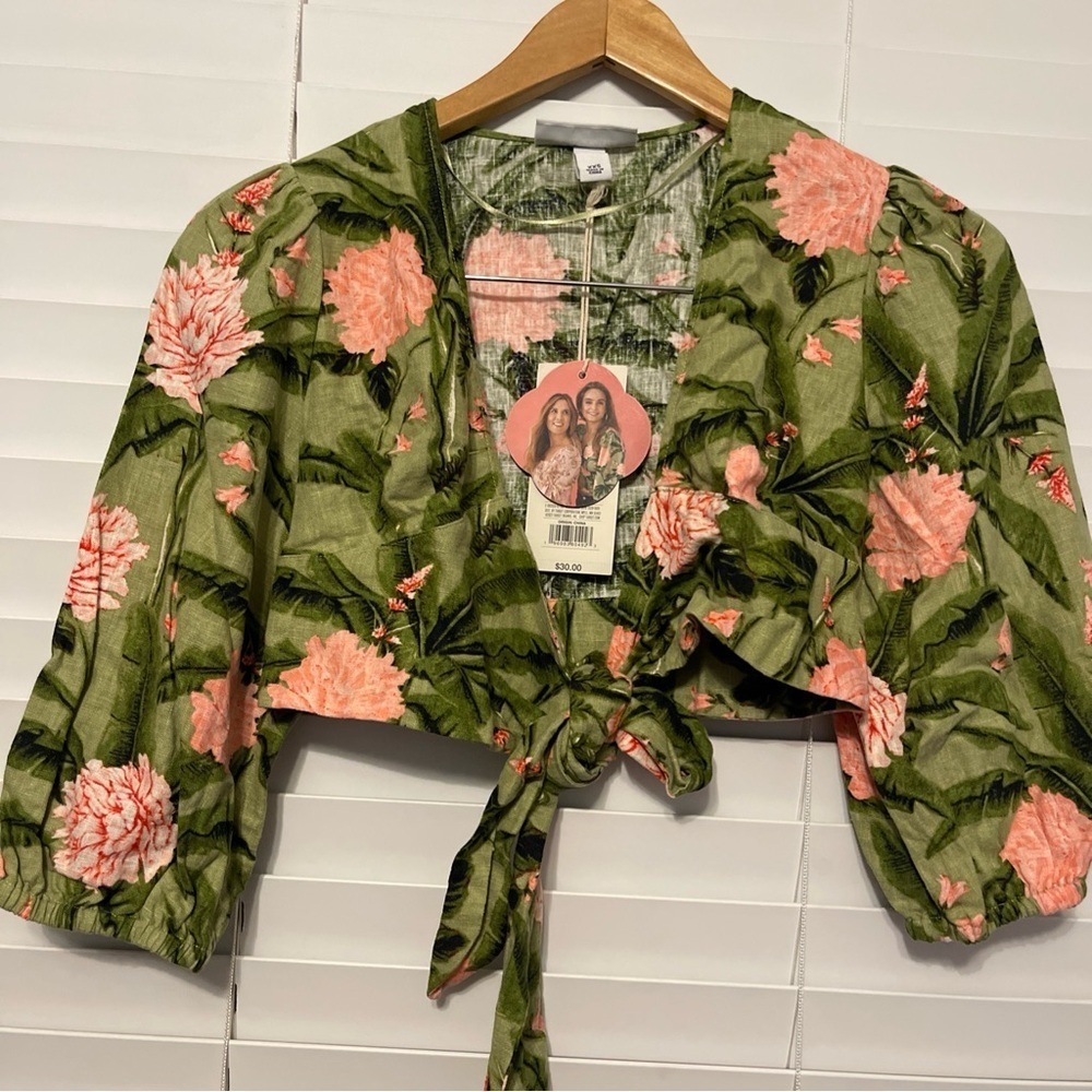 Agua bendita x target women XXS peony print tie wrap top